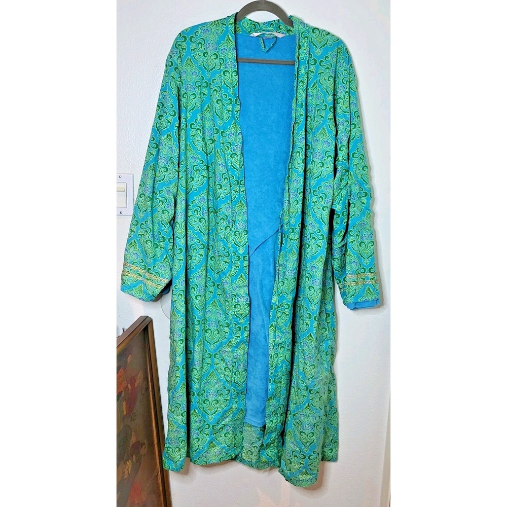 VTG Victoria's Secret Gold Label Cotton Robe Terry-Lined Y2K Women's M/L No Belt